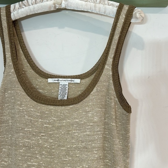 Vintage Diane Von Furstenberg knit metallic ruffle hem mini tank dress small - Picture 3 of 6